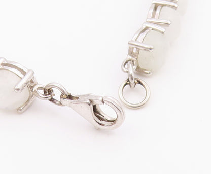 925 Sterling Silver  Vintage Cabochon Cut Quartz Chain Bracelet  BT8992