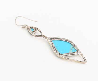 BARSE 925 Sterling Silver  Vintage Designer Inlay Turquoise Earrings  EG12759