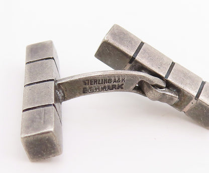 925 Sterling Silver Vintage Cufflinks DENMARK Modernist Geometric Blocks  TR4148