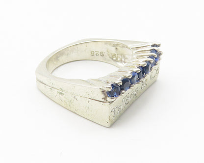 TALLONE & CO. 925 Sterling Silver  Blue Topaz Stamped Band Ring Sz 6  RG10290