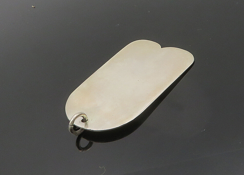 MEXICO 925 Sterling Silver  Vintage Shiny Smooth Dog Tag Pendant  PT16215