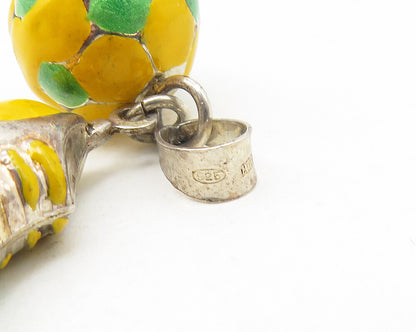 925 Sterling Silver  Vintage Enamel Soccer Ball & Cleat Sports Pendant  PT9350