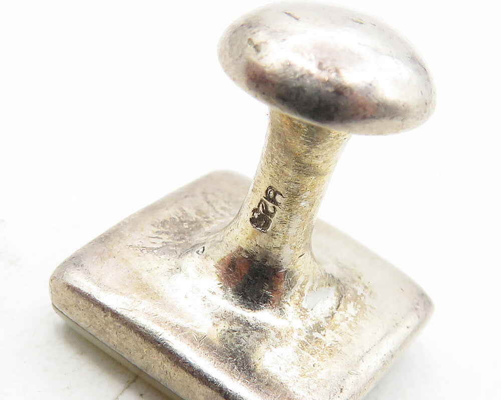 925 Sterling Silver  Vintage Shiny Mother Of Pearl Square Cuff Links  TR1731