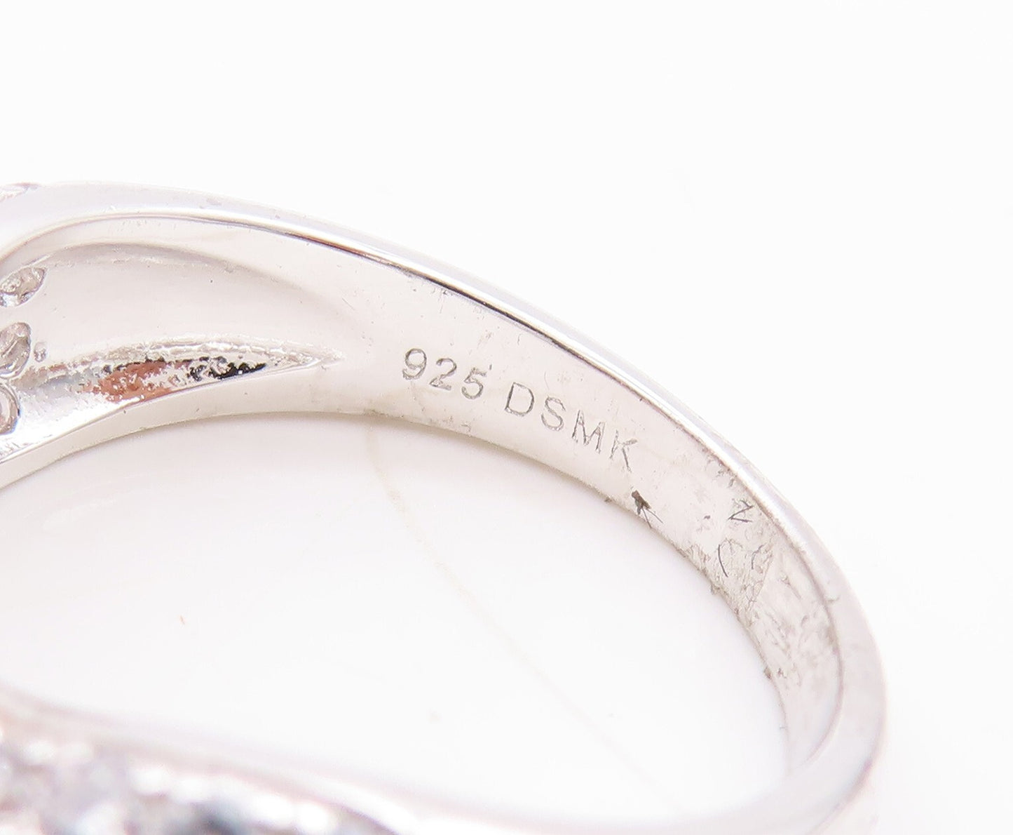 925 Sterling Silver Vintage Ring Modernist Floral knot CZ Inlay  Sz 7  RG29598
