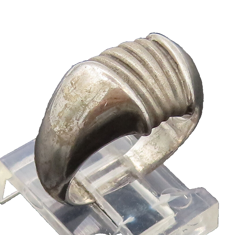 925 Sterling Silver Vintage Ring Minimalist Solid Carved Wing Sz 6.5 RG27562