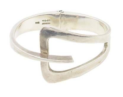 MEXICO 925 Sterling Silver  Vintage Shiny Smooth Bangle Bracelet  BT6779