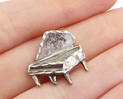 925 Sterling Silver  Vintage Dark Tone Grand Piano Music Motif Pendant  PT5276