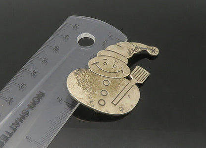 MEXICO 925 Silver  Vintage Happy Snowman Winter Motif Brooch Pin  BP8770
