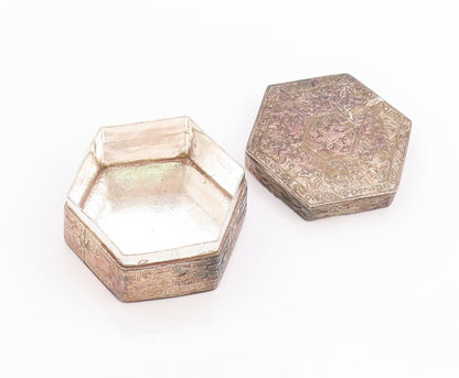 925 Sterling Silver Vintage Jewelry Box Engraved Floral Design OPENS  TR3978