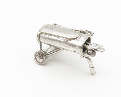 925 Sterling Silver  Vintage Bag Of Golf Clubs Sports Motif Pendant  PT8908