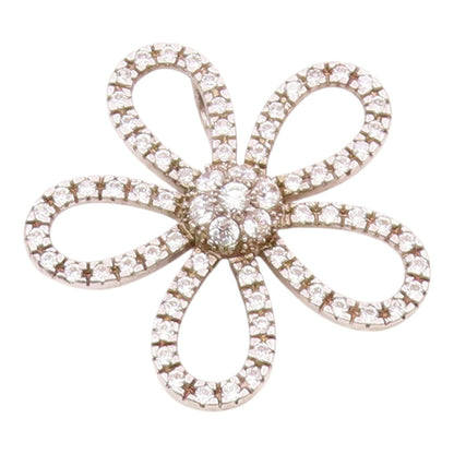 925 Sterling Silver Vintage Sparkly Cubic Zirconia Open Flower Pendant PT21909