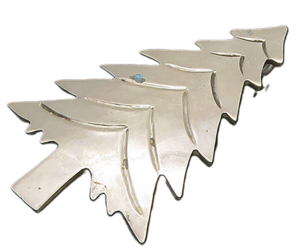 MEXICO 925 Sterling Silver  Vintage Shiny Christmas Tree Brooch Pin  BP9051