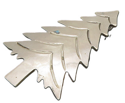 MEXICO 925 Sterling Silver  Vintage Shiny Christmas Tree Brooch Pin  BP9051