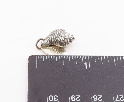 925 Sterling Silver Vintage Pendant Etched Spiral Conch Seashell Charm  PT26023