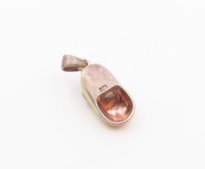925 Sterling Silver  Vintage Enamel Mary Jane Shoe Slipper Pendant  PT18465