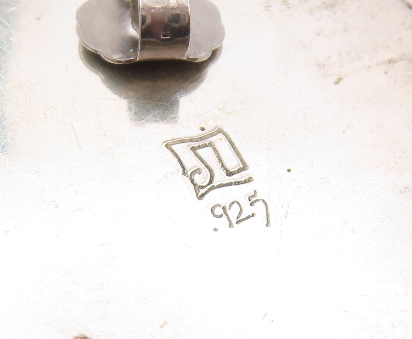 925 Sterling Silver Vintage Earrings Designer Brutalist Carved  EG13509