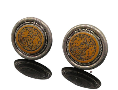 VIVAC 925 Silver  Vintage Etched Floral Love Birds Non Pierce Earrings  EG5381