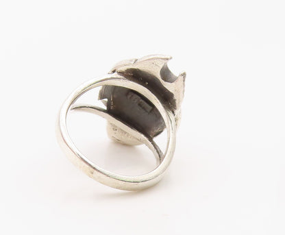 925 Sterling Silver Vintage Ring Chunky Pisces Zodiac Fish Band  Sz 4.5  RG36293