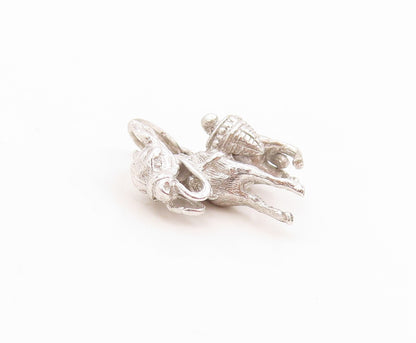 925 Sterling Silver Vintage Pendant 3D Donkey Carrying Baskets Charm  PT25114