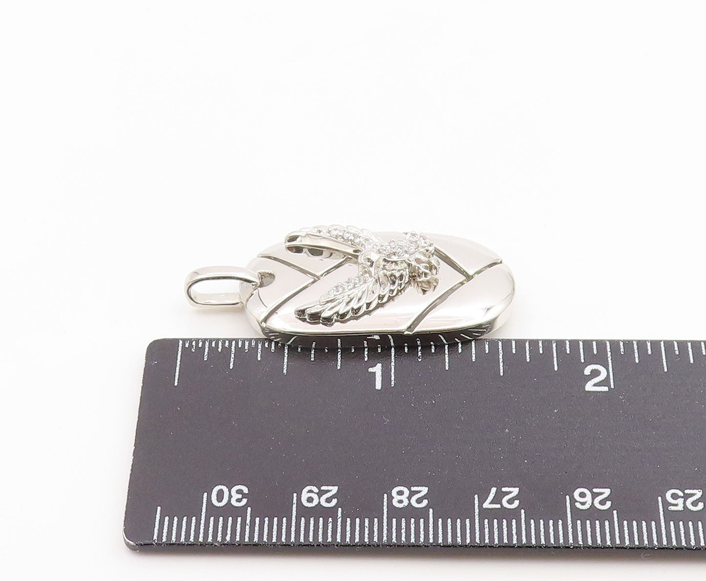 925 Sterling Silver Vintage Pendant CZ Geometric Flying Eagle Charm  PT26255