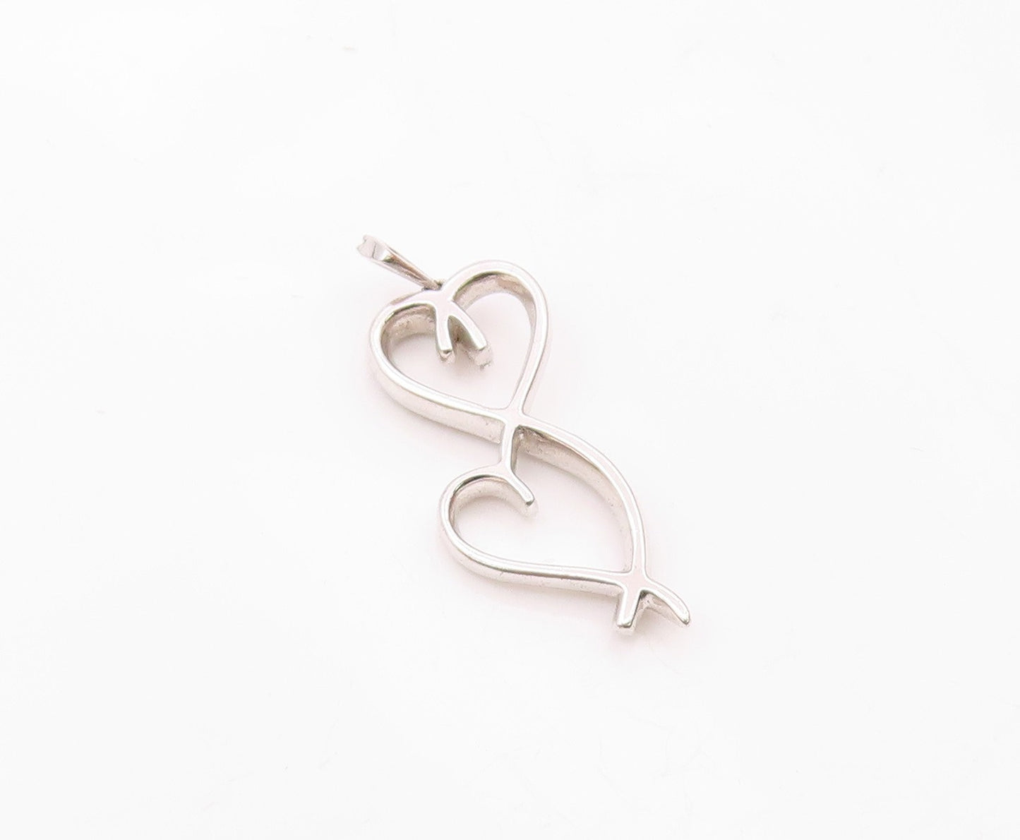 925 Sterling Silver  Vintage Genuine Diamonds Infinity Heart Pendant  PT18619