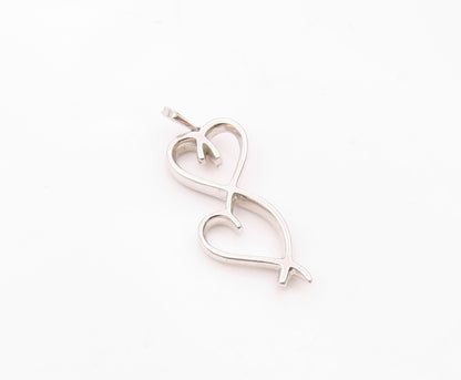 925 Sterling Silver  Vintage Genuine Diamonds Infinity Heart Pendant  PT18619