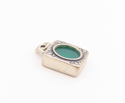 925 Sterling Silver Vintage Pendant Gemstone Geometric Serenity Charm  PT24857