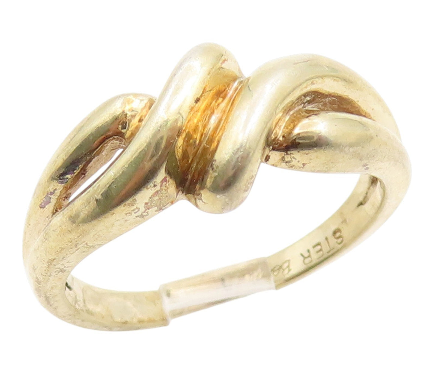 925 Sterling Silver Vintage Ring Gold Plated BERMARK Elegant Knot Sz 6.5 RG35514