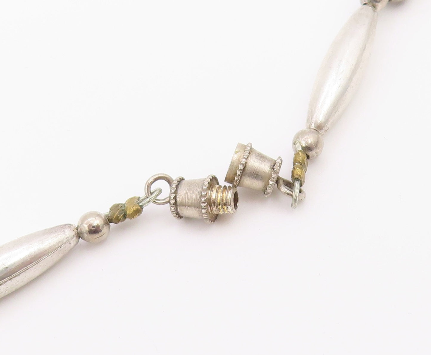 925 Sterling Silver  Vintage Engraved Ball Hematite Layered Necklace  NE3879