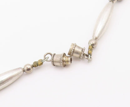 925 Sterling Silver  Vintage Engraved Ball Hematite Layered Necklace  NE3879