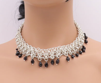 925 Sterling Silver Vintage Necklace Designer Heavy Cutout Dangling Stone NE4480