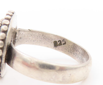 925 Sterling Silver Vintage Ring Round Peridot Halo Grooved Rings  Sz 7  RG32932