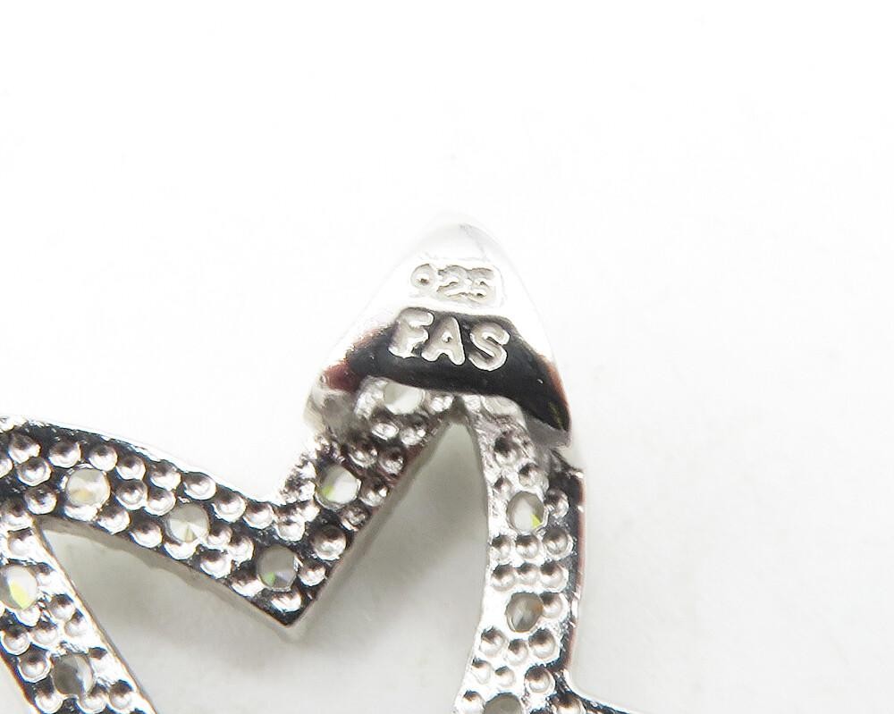 925 Sterling Silver  Shiny Topaz Starfish Motif Outline Drop Pendant  PT9461