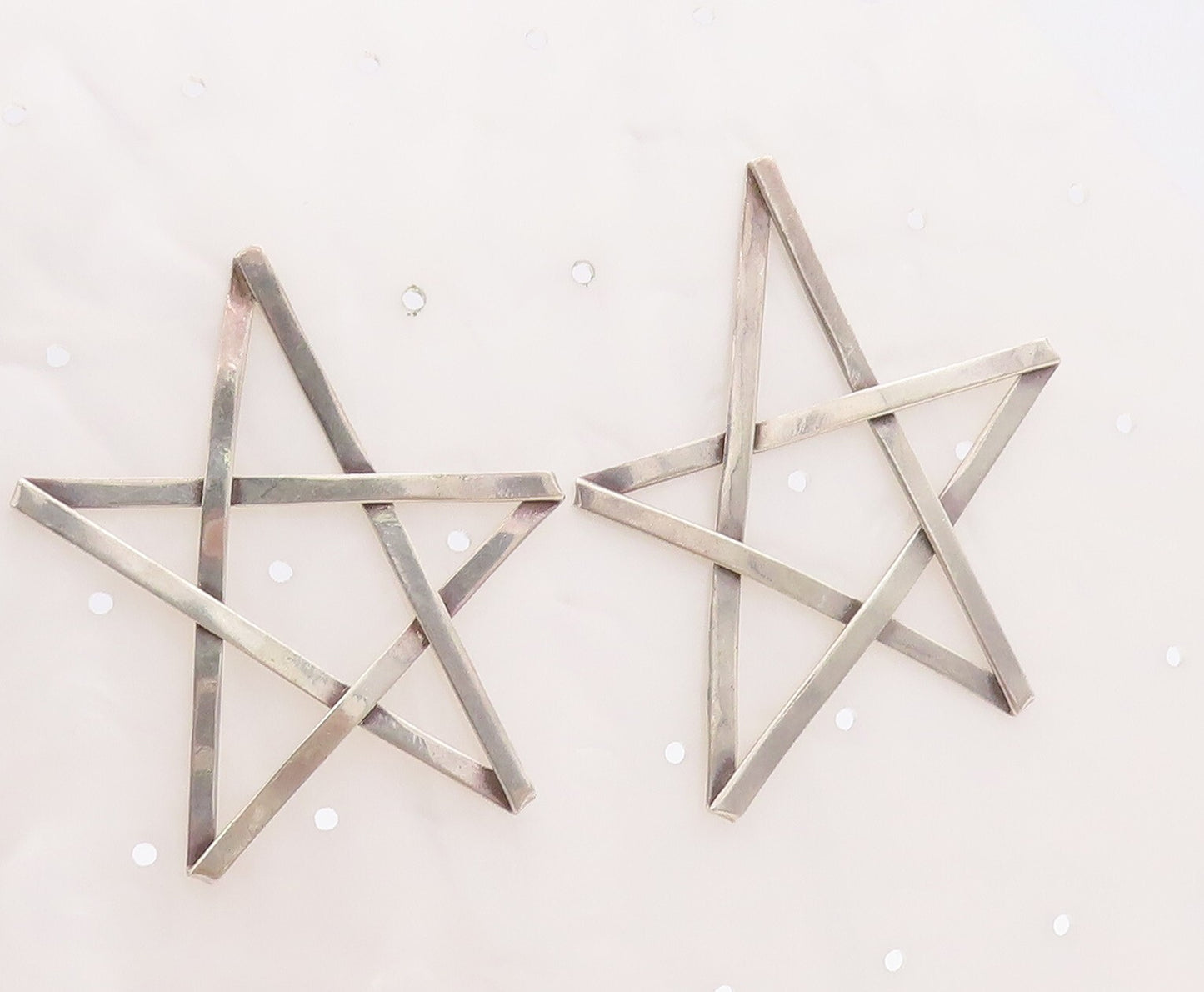 925 Sterling Silver Vintage Earrings MEXICO Solid Large Cutout Star  EG13238