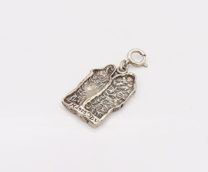 925 Sterling Silver  Vintage Old Couple Promise Solid Charm Pendant  PT22133