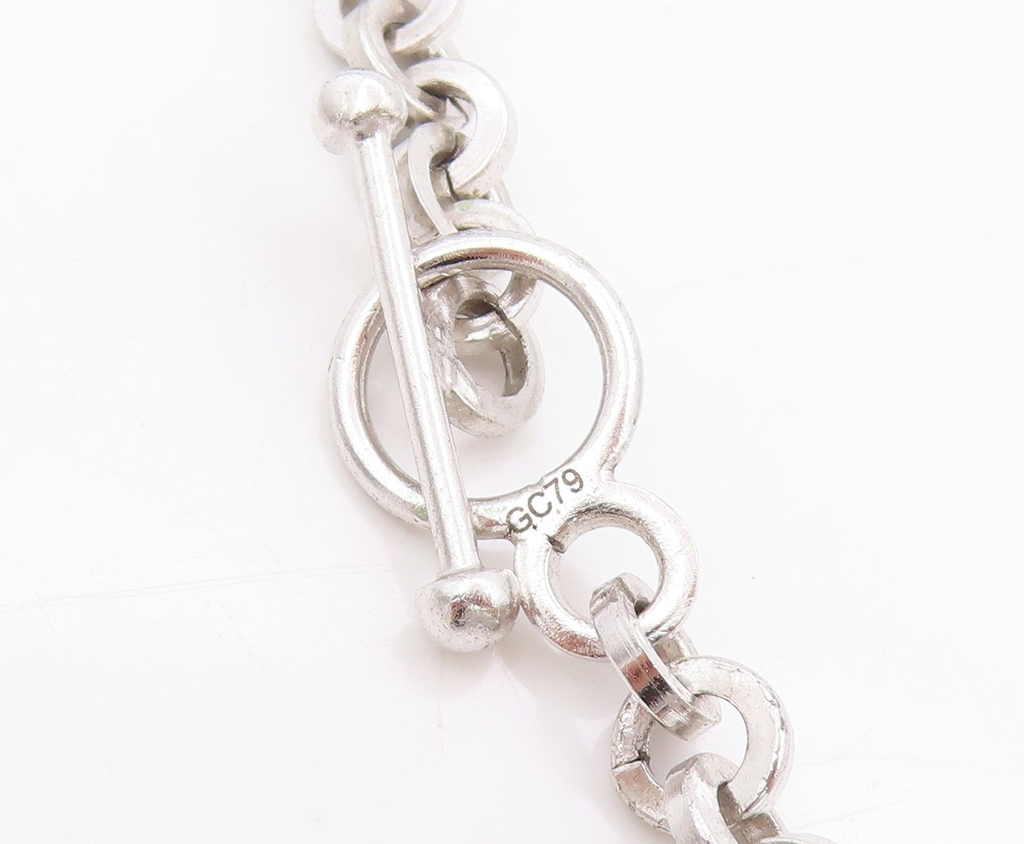 925 Sterling Silver Vintage Necklace Geometric Interlocking Link Chain NE4618