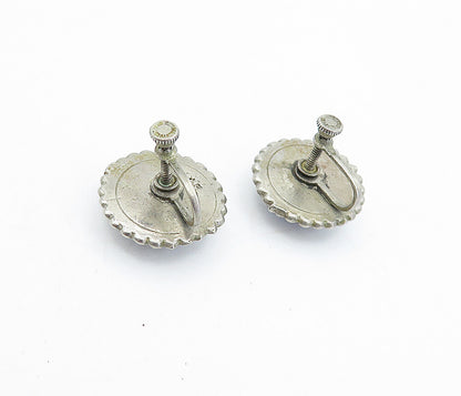 925 Sterling Silver Vintage Island Scene Glass Art Non Pierce Earrings EG2213