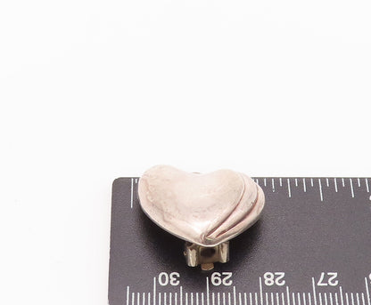 925 Sterling Silver Earrings FREDERIC JEAN DUCLOS Puffed Back Clip Heart EG12834