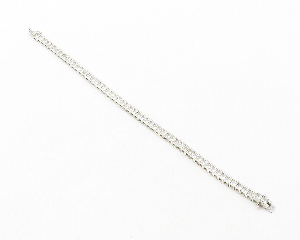 925 Sterling Silver  Sparkling Cubic Zirconia Square Tennis Bracelet  BT5073