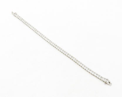 925 Sterling Silver  Sparkling Cubic Zirconia Square Tennis Bracelet  BT5073