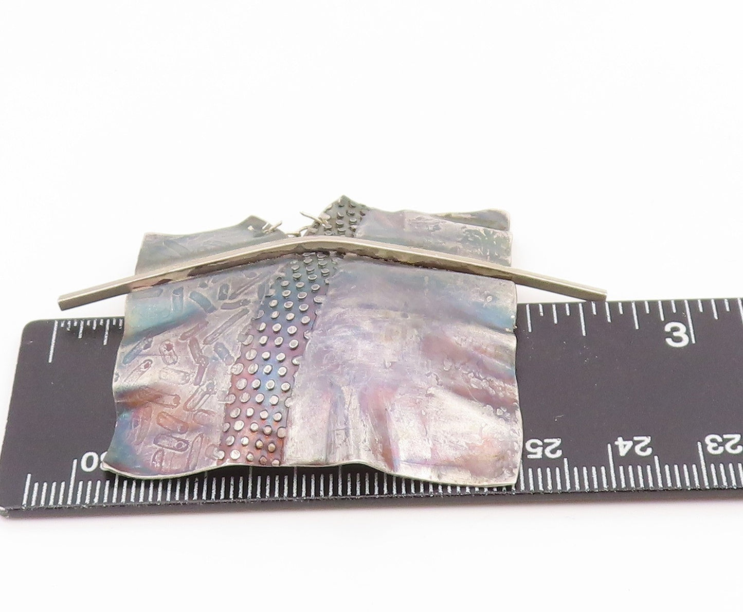 925 Sterling Silver Vintage Brooch Pin Modernist Geometric Sculpture  BP12400