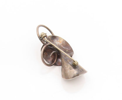 925 Sterling Silver Vintage Brooch Dark Tone Gilded Leaf & Branch Pin  BP11888