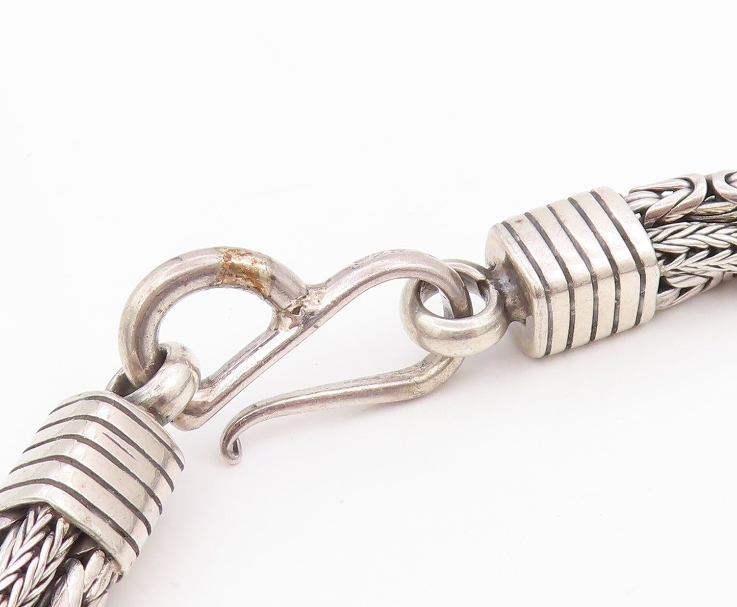 925 Sterling Silver Vintage Necklace BALI Dark Tone Designer Chains Twist NE4444