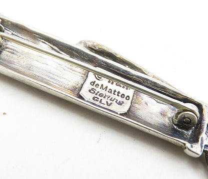 H&H DEMATTEO 925 Sterling Silver  Vintage Bag Of Golf Clubs Brooch Pin  BP3306