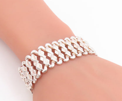 925 Sterling Silver Vintage Bracelet Classic Woven Geometric Ladder Link BT11822