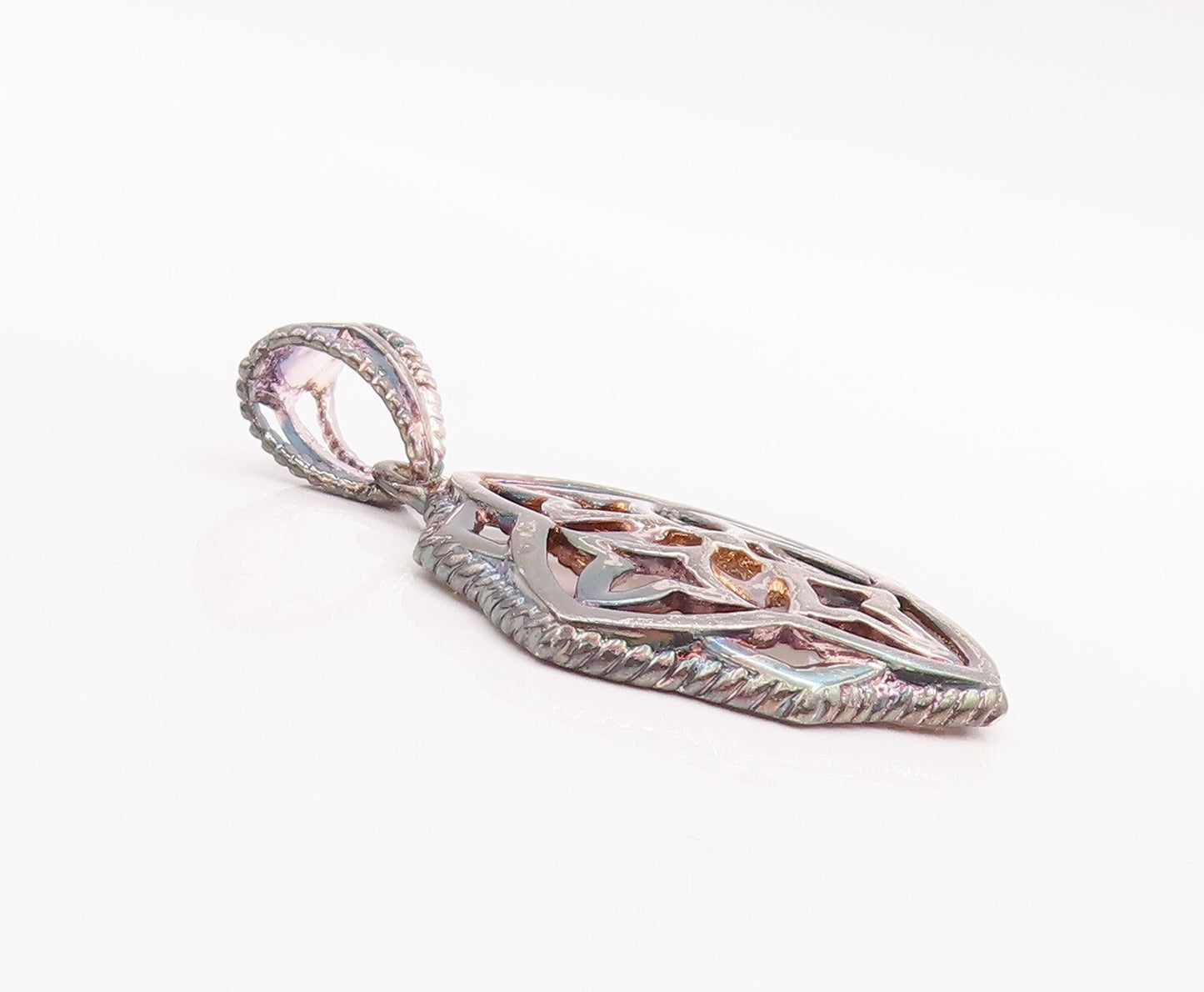 925 Sterling Silver Vintage Pendant Solid Cutout Floral Design  PT23336