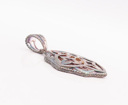925 Sterling Silver Vintage Pendant Solid Cutout Floral Design  PT23336