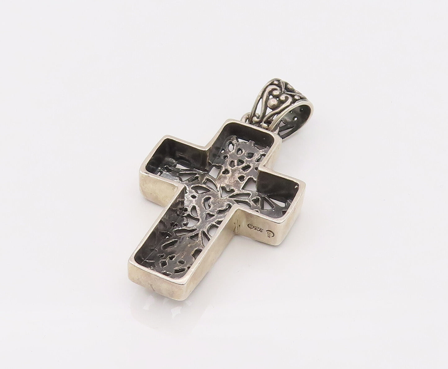 CAROLYN POLLACK 925 Silver  Vintage Filigree Work Cross Pendant  PT22215