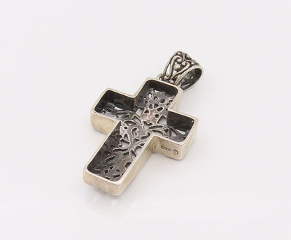 CAROLYN POLLACK 925 Silver  Vintage Filigree Work Cross Pendant  PT22215