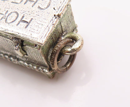 DANECRAFT 925 Silver  Vintage Engraved Hope Chest Box Pendant (OPENS)  PT21716